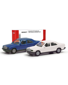 H0 Mercedes Benz 190E minikit, wit/blauw Herpa 012409009