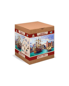 Houten legpuzzel - Old ships in Harbour, 505 stukjes Wooden City NB5050144L