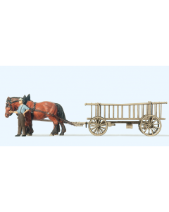 H0 Boerenwagen met 2 paarden Preiser 30416