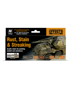 Rust, Stain & Streaking Model Color Paint Set, 8 kleuren Vallejo 70183