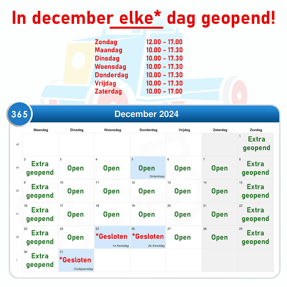 Openingstijden December